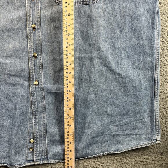 VINTAGE KIEL CENTER ST LOUIS BLUES DENIM SHIRT MENS 2XL BUTTON UP Y2K COTTON - Picture 9 of 11